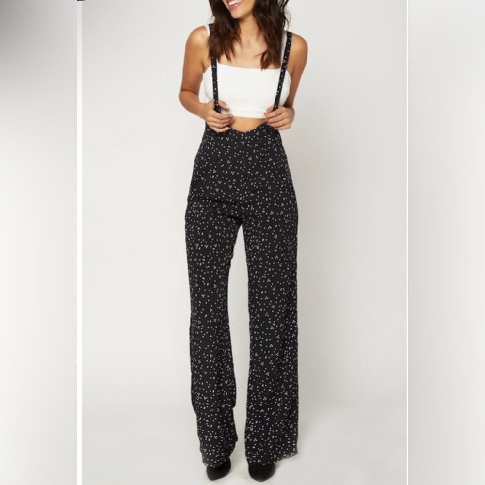Flynn Skye Black Ditsy Floral Suspender Jumpsuit